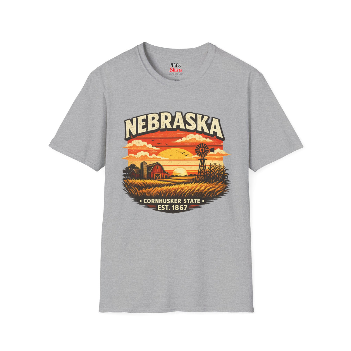 Nebraska Prairie Sunset Unisex Softstyle T Shirt State Pride Graphic Tee Collections FS03