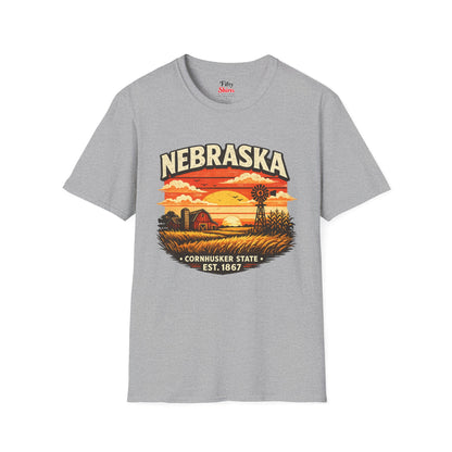Nebraska Prairie Sunset Unisex Softstyle T Shirt State Pride Graphic Tee Collections FS03