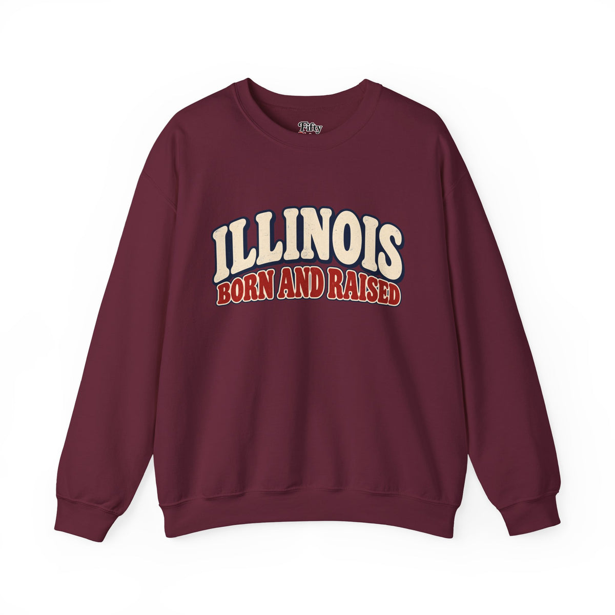 Illinois Born and Raised Retro 1970s Unisex Sweatshirt Graphic