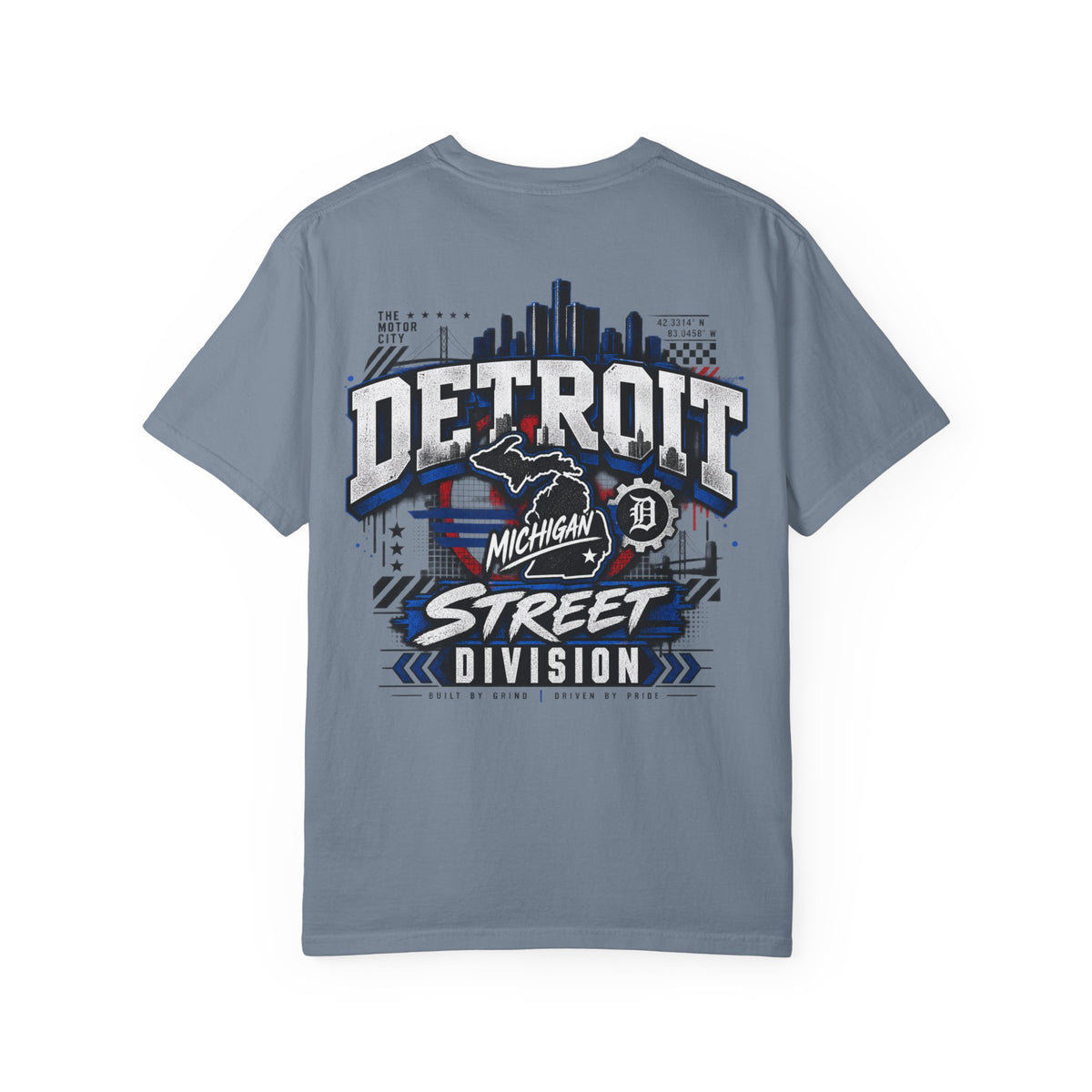 Michigan Detroit Street Division Unisex Comfort Color 1717 Streetwear Graphic Tee