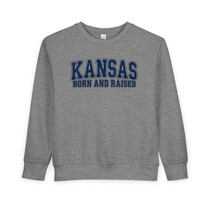 Kansas Born and Raised Classic Collegiate Unisex Toddler Sweatshirt