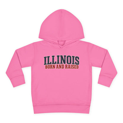 Illinois Born and Raised Midwest Americana Unisex Toddler Pullover Fleece Hoodie