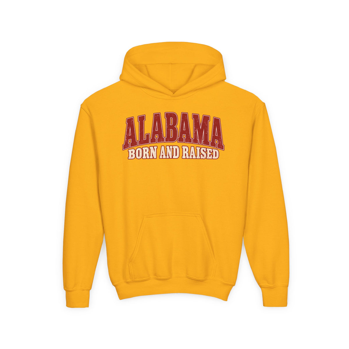 Alabama Born and Raised Classic Southern Heritage Unisex Youth Heavy Blend Hooded Sweatshirt Graphic
