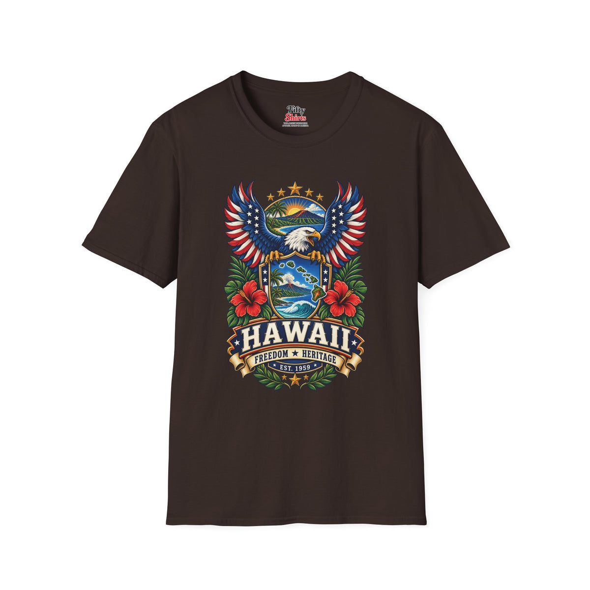 Hawaii Americana Eagle Unisex Softstyle T Shirt State Pride Graphic Tee Collections FS03
