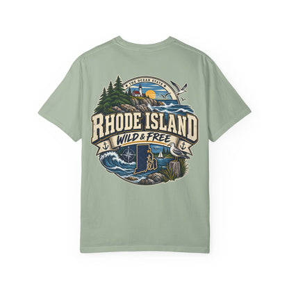 Rhode Island Wild & Free Unisex Comfort Color 1717 Streetwear Graphic Tee