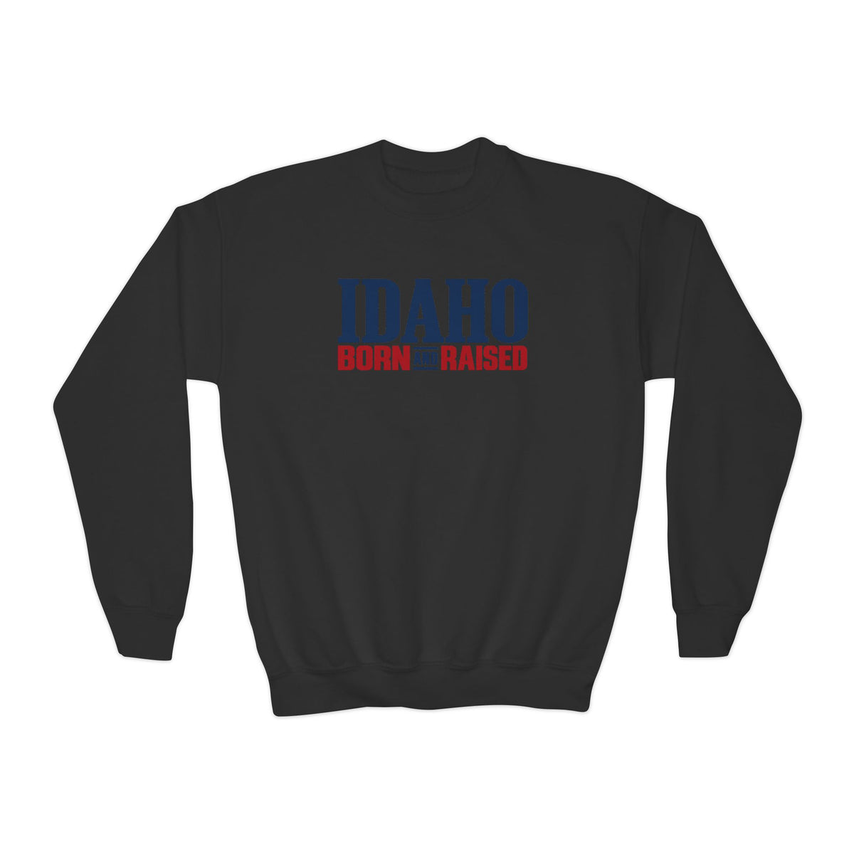 Idaho Born and Raised Premium Heritage Unisex Youth Crewneck Sweatshirt Graphic