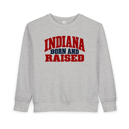 Indiana Born and Raised Rustic Americana Unisex Toddler Sweatshirt