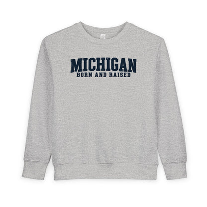 Michigan Born and Raised Rustic Midwest Unisex Toddler Sweatshirt