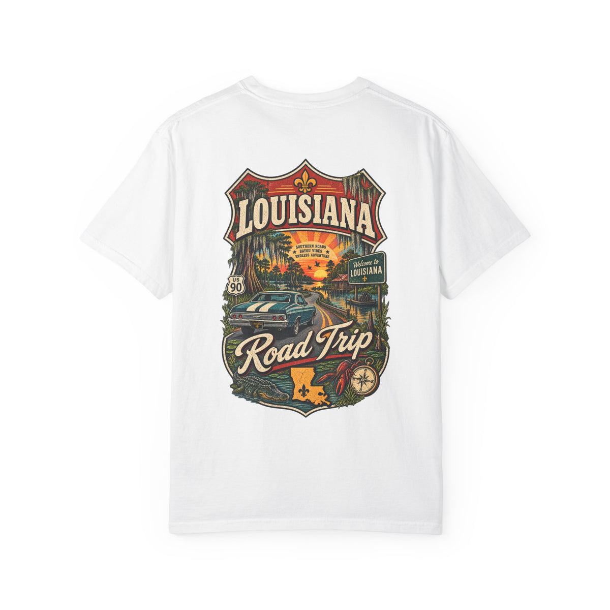 Louisiana Road Trip Unisex Comfort Color 1717 Streetwear Graphic Tee