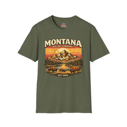 Montana Mountain Sunset Unisex Softstyle T Shirt State Pride Graphic Tee Collections FS03