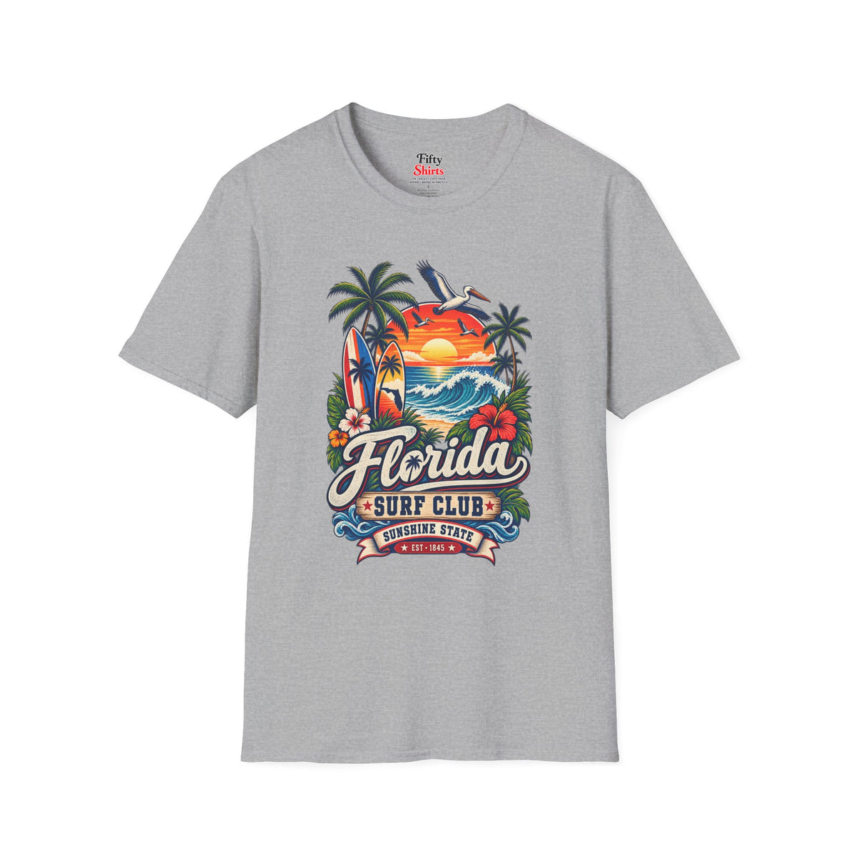 Florida Surf Club Unisex Softstyle T Shirt State Pride Graphic Tee Collections FS03