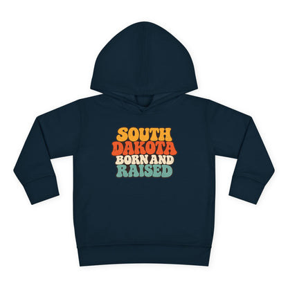 South Dakota Born and Raised Retro 1970s Unisex Toddler Pullover Fleece Hoodie