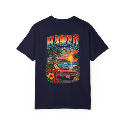 Hawaii Sunset Drive Unisex Comfort Color 1717 Streetwear Graphic Tee