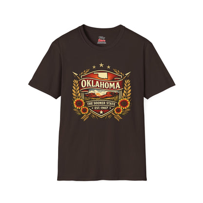 Oklahoma Heritage Badge Unisex Softstyle T Shirt State Pride Graphic Tee Collections FS03