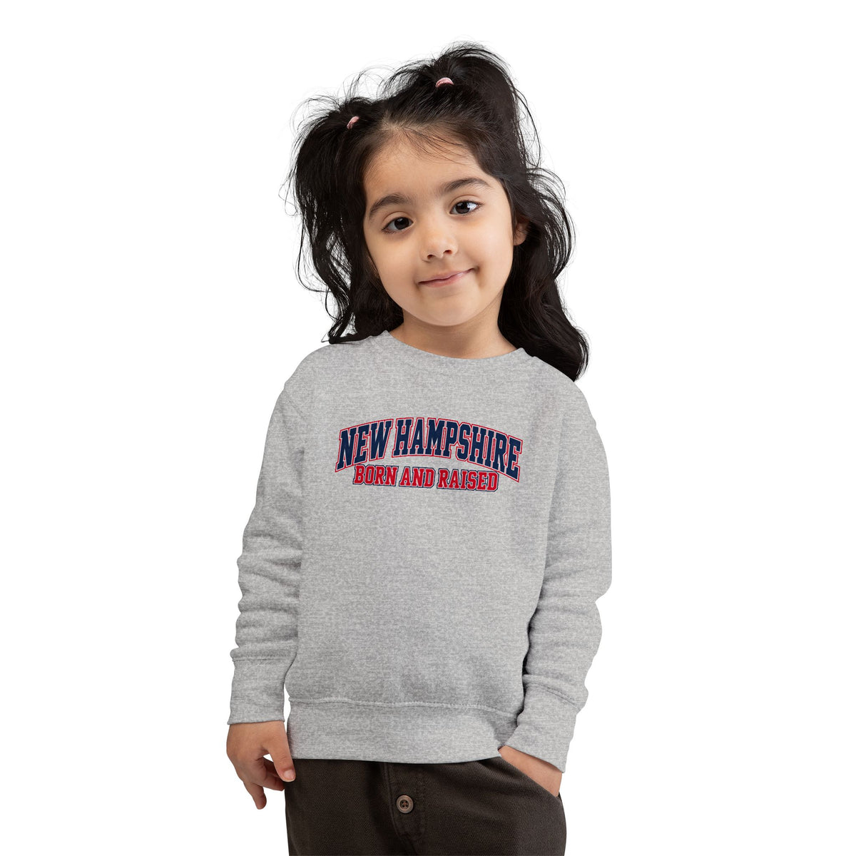 New Hampshire Born and Raised Premium Collegiate Unisex Toddler Sweatshirt Graphic