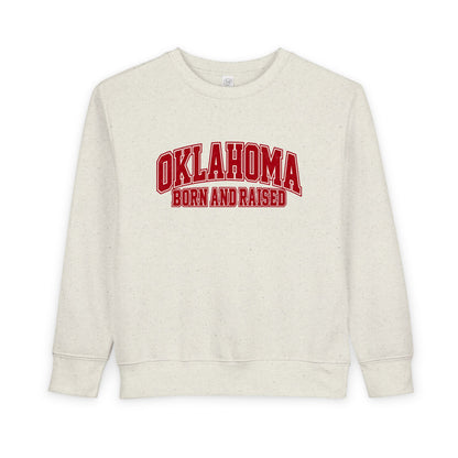 Oklahoma Born and Raised Old-School Athletic Unisex Toddler Sweatshirt
