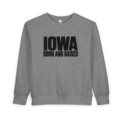 Iowa Born and Raised Modern Midwest Streetwear Unisex Toddler Sweatshirt