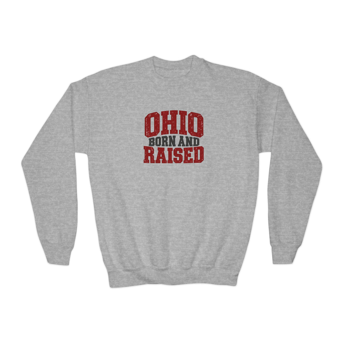 Ohio Born and Raised Midwest Heritage Unisex Youth Crewneck Sweatshirt Graphic