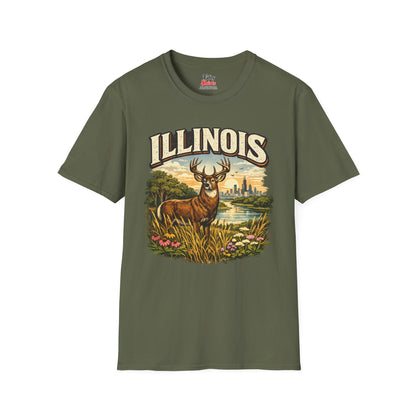 Illinois Wildlife Unisex Softstyle T Shirt State Pride Graphic Tee Collections FS03