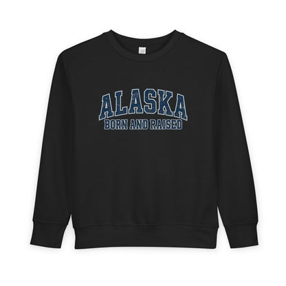 Alaska Born and Raised Classic Collegiate Unisex Toddler Sweatshirt