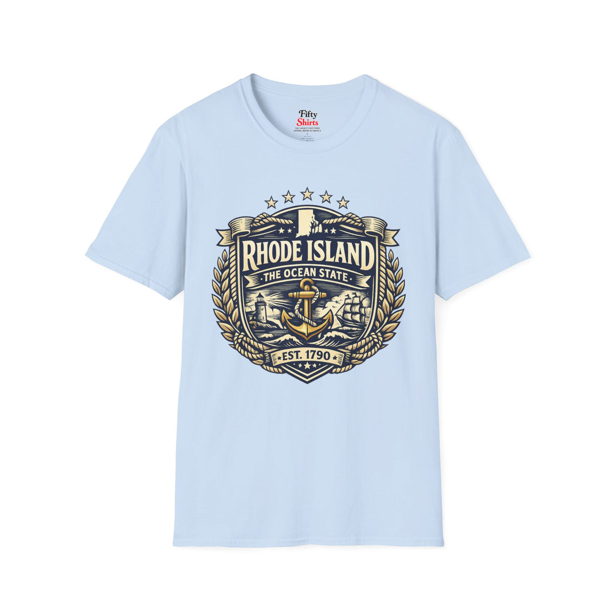 Rhode Island Heritage Badge Unisex Softstyle T Shirt State Pride Graphic Tee Collections FS03