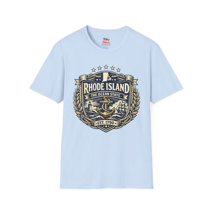 Rhode Island Heritage Badge Unisex Softstyle T Shirt State Pride Graphic Tee Collections FS03