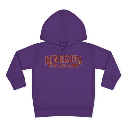 Minnesota Born and Raised Vintage Collegiate Unisex Toddler Pullover Fleece Hoodie