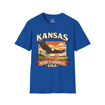 Heart of America Kansas Unisex Softstyle T Shirt State Pride Graphic Tee Collections FS03