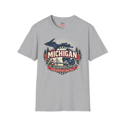 Michigan State Pride Unisex Softstyle T Shirt State Pride Graphic Tee Collections FS03