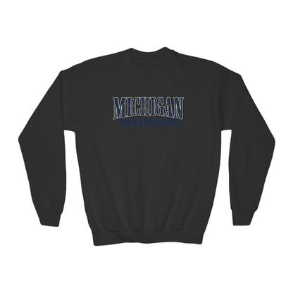 Michigan Born and Raised Premium Heritage Unisex Youth Crewneck Sweatshirt