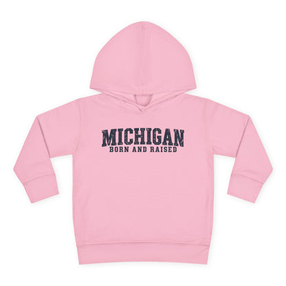 Michigan Born and Raised Rustic Midwest Unisex Toddler Pullover Fleece Hoodie