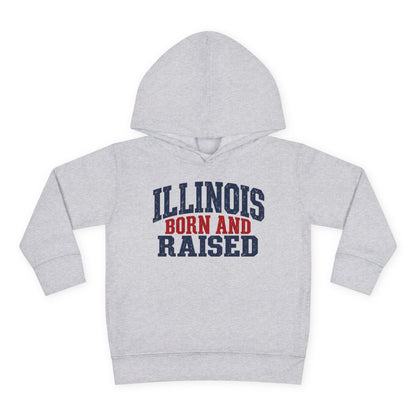 Illinois Born and Raised Bold Hometown Pride Unisex Toddler Pullover Fleece Hoodie