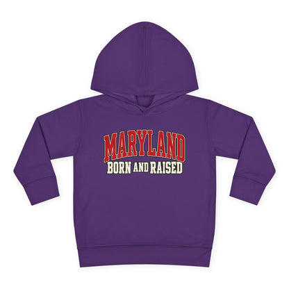 Maryland Born and Raised Bold Athletic Unisex Toddler Pullover Fleece Hoodie