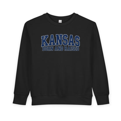 Kansas Born and Raised Classic Collegiate Unisex Toddler Sweatshirt