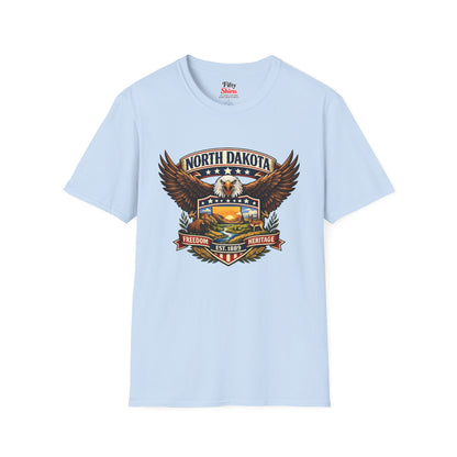 North Dakota Americana Eagle Unisex Softstyle T Shirt State Pride Graphic Tee Collections FS03
