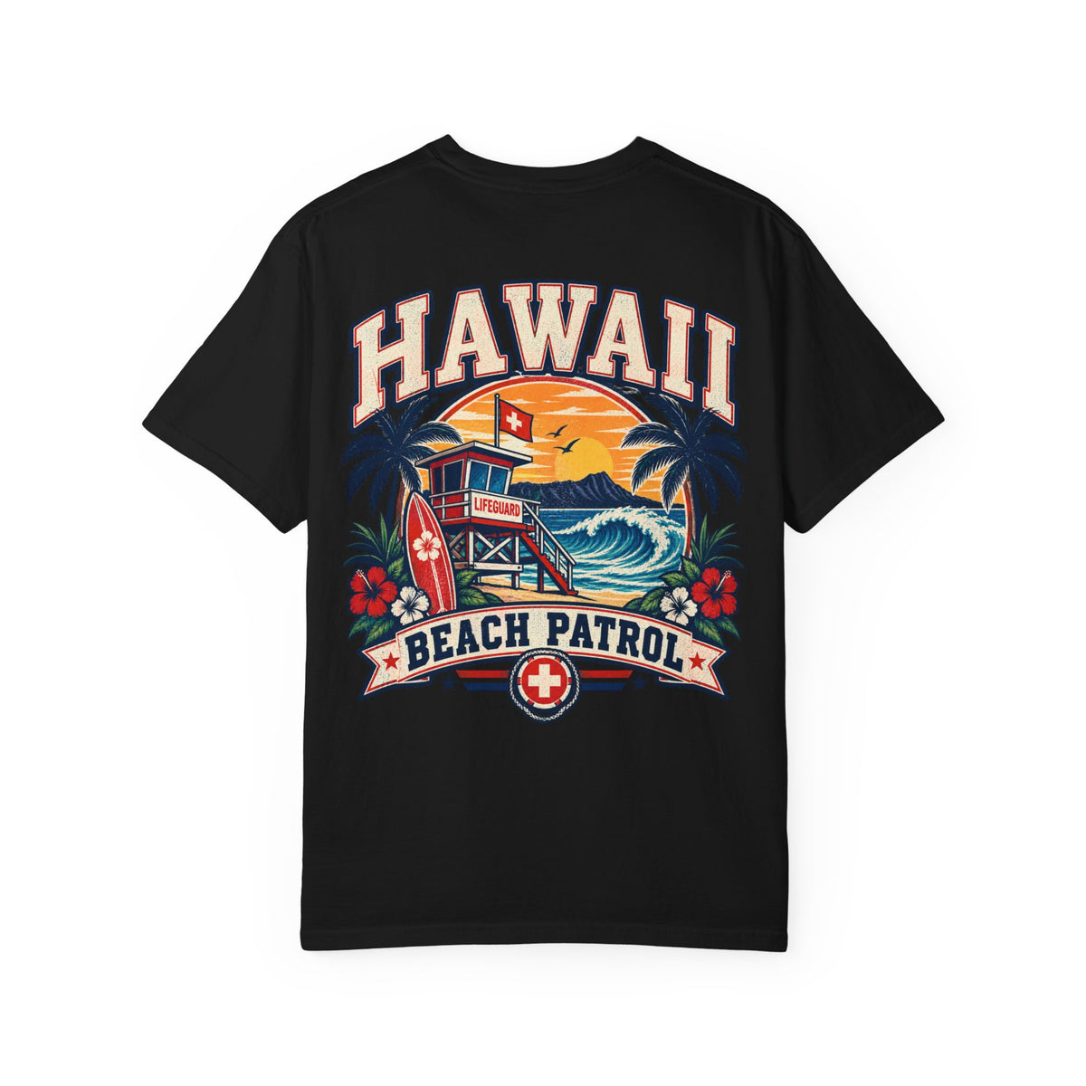 Hawaii Beach Patrol Unisex Comfort Color 1717 Streetwear Graphic Tee
