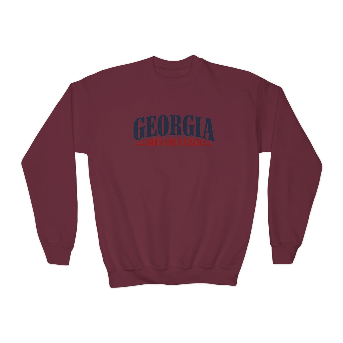 Georgia Born and Raised Premium Heritage Unisex Youth Crewneck Sweatshirt