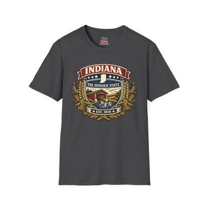 Indiana Heritage Badge Unisex Softstyle T Shirt State Pride Graphic Tee Collections FS03