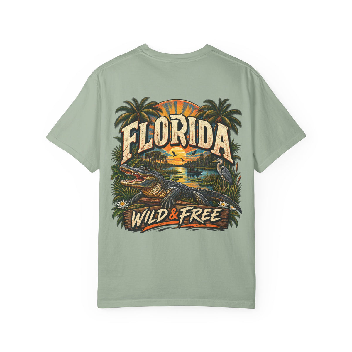 Florida Wild & Free  Unisex Comfort Color 1717 Streetwear Graphic Tee
