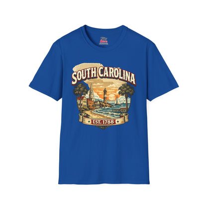 Vintage South Carolina Heritage Unisex Softstyle T Shirt State Pride Graphic Tee Collections FS03
