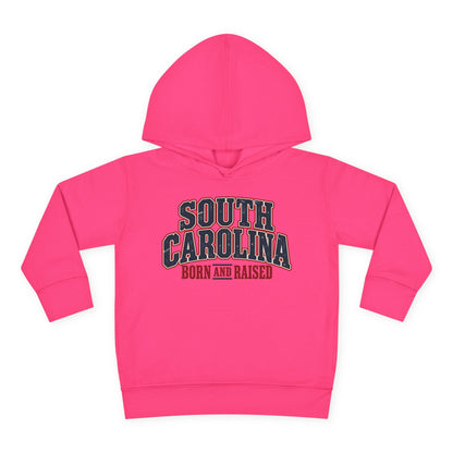 South Carolina Born and Raised Southern Americana Unisex Toddler Pullover Fleece Hoodie