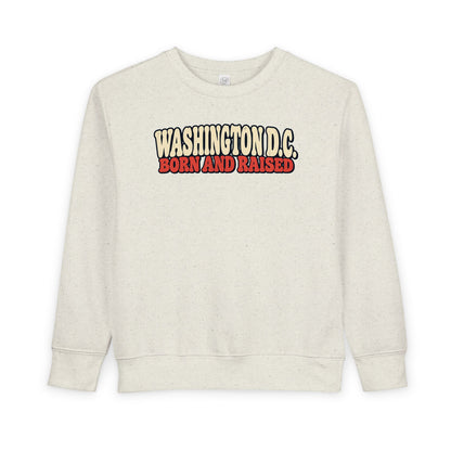 Washington DC Born and Raised Retro 1970s Unisex Toddler Sweatshirt
