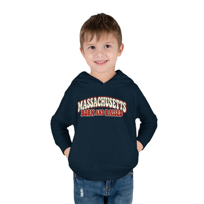 Massachusetts Born and Raised Retro 1970s Unisex Toddler Pullover Fleece Hoodie