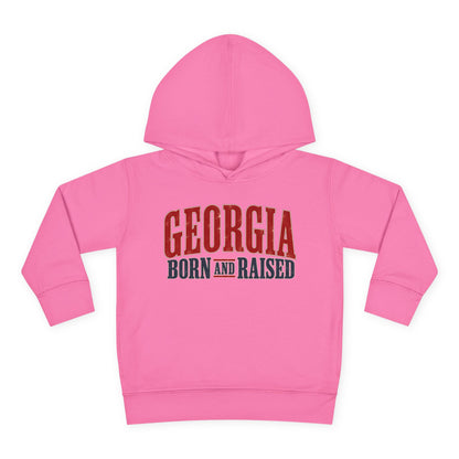 Georgia Born and Raised Southern Heritage Unisex Toddler Pullover Fleece Hoodie