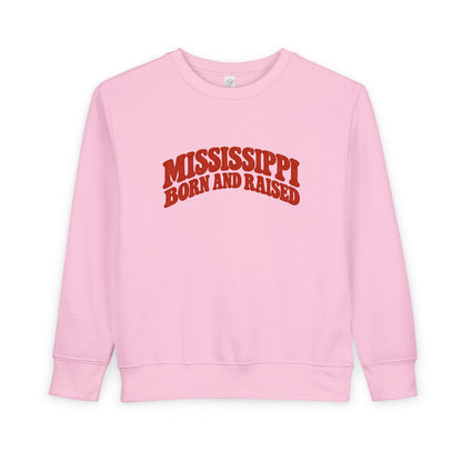Mississippi Born and Raised Retro 1970s Unisex Toddler Sweatshirt