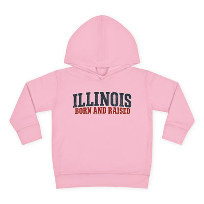 Illinois Born and Raised Midwest Americana Unisex Toddler Pullover Fleece Hoodie