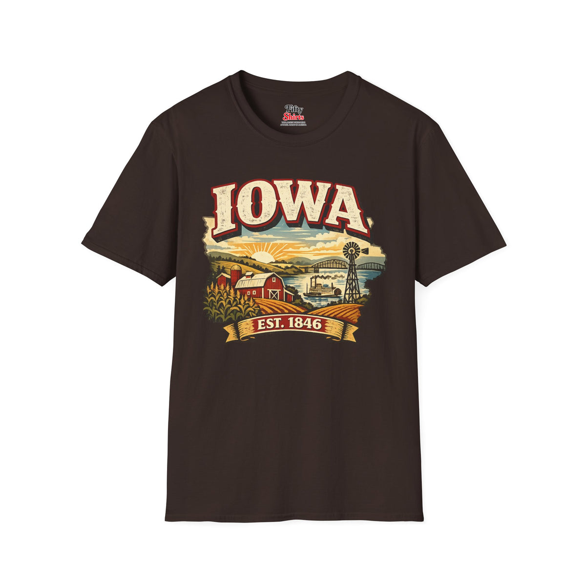 Vintage Iowa Heritage Unisex Softstyle T Shirt State Pride Graphic Tee Collections FS03