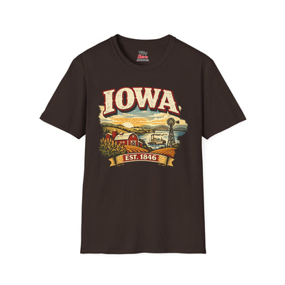 Vintage Iowa Heritage Unisex Softstyle T Shirt State Pride Graphic Tee Collections FS03