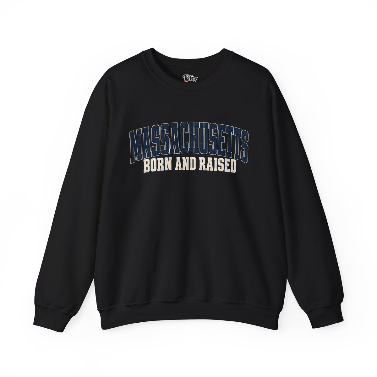 Massachusetts Born and Raised Rugged Heritage Unisex Sweatshirt Graphic