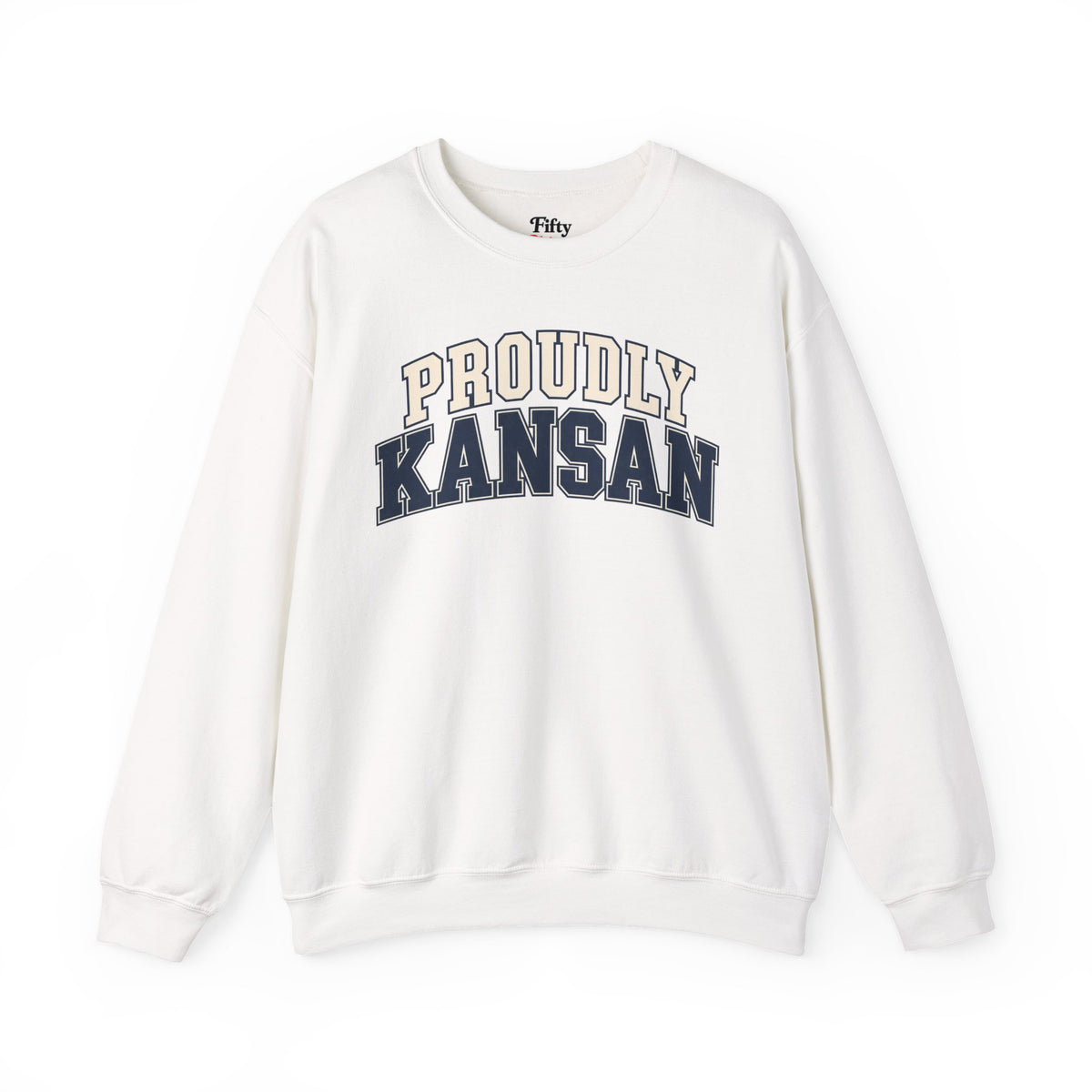 Proudly Kansan Kansas Unisex Crewneck Sweatshirt State Name Graphic